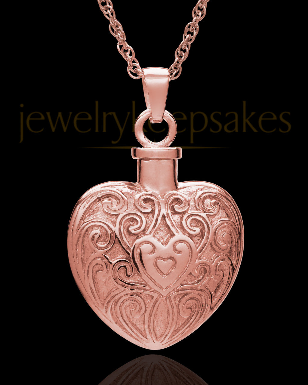 Memorial Pendant 14K Rose Gold Love Filigree Heart