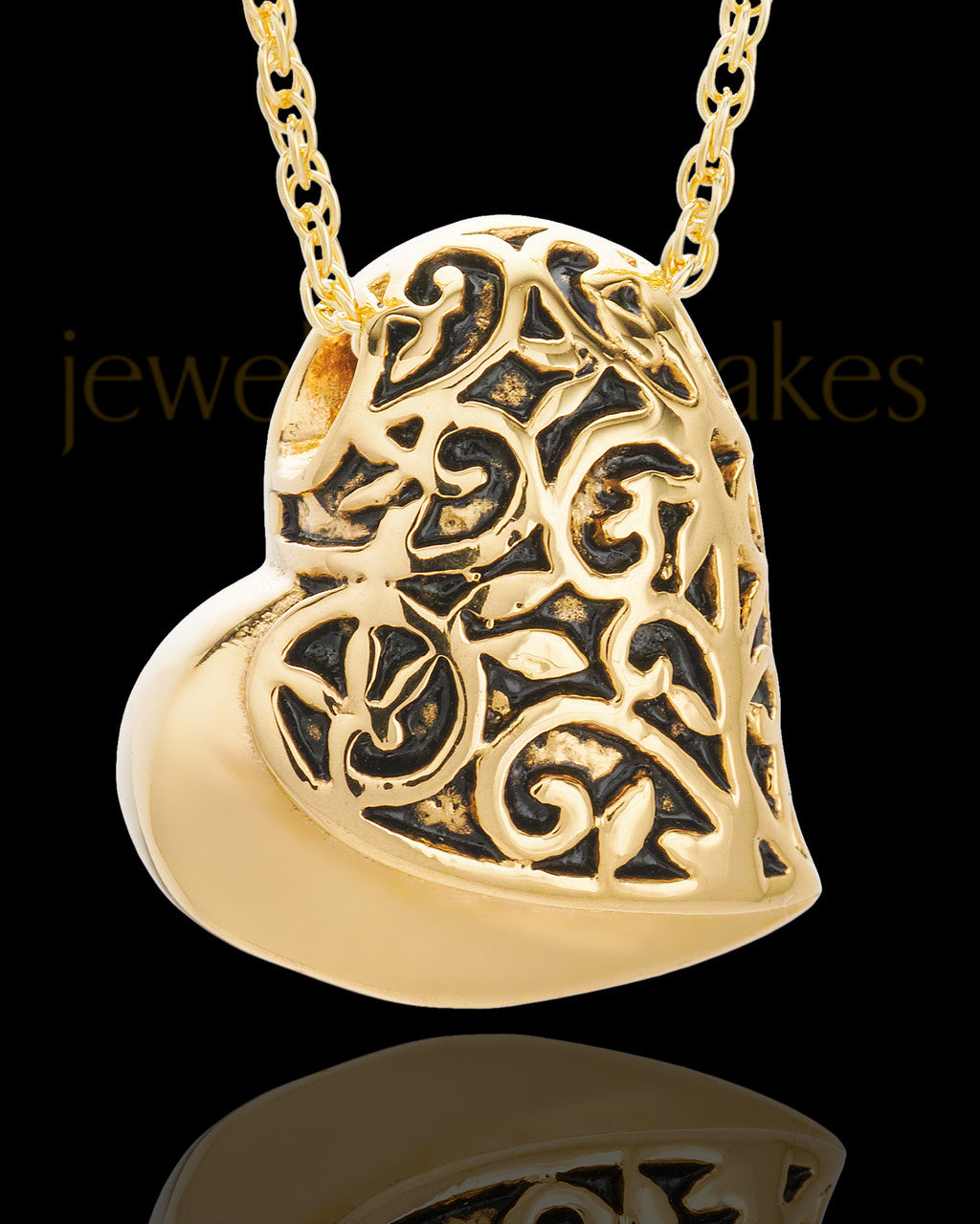 Gold Plated Intricate Heart Urn Pendant