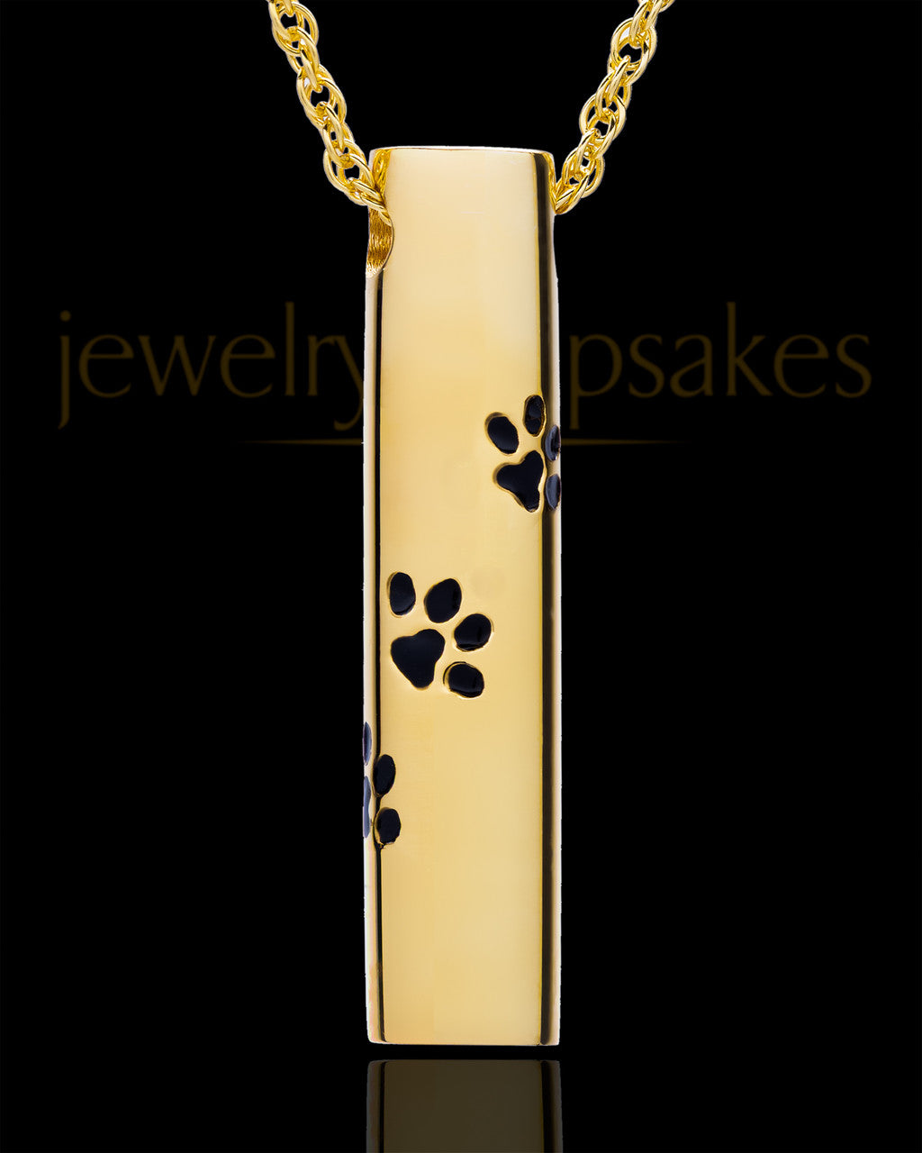 Pet Ash Pendant Gold Vermeil Paw Cylinder Keepsake