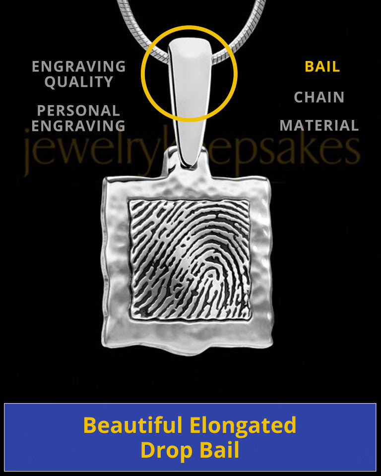 Square Hammered Sterling Silver Thumbprint Pendant