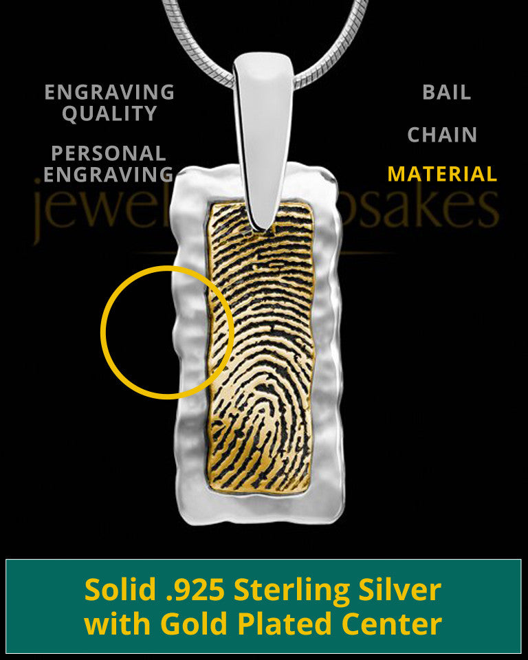 Custom Gold Thumbprint Memorial Pendant With Engraving