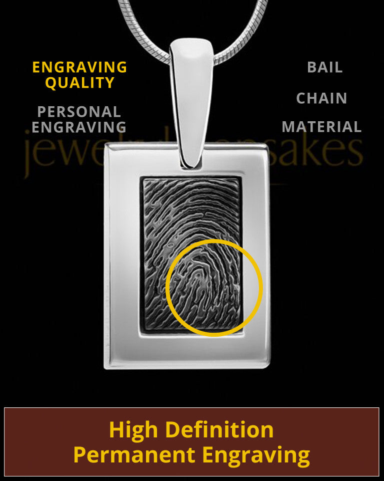 Sterling Silver-framed Black Plated Thumbprint Pendant