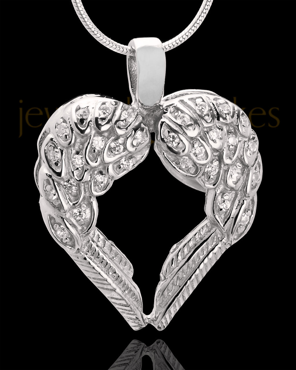 Angel Wing Cremation Ash Pendant Heart In Sterling Silver