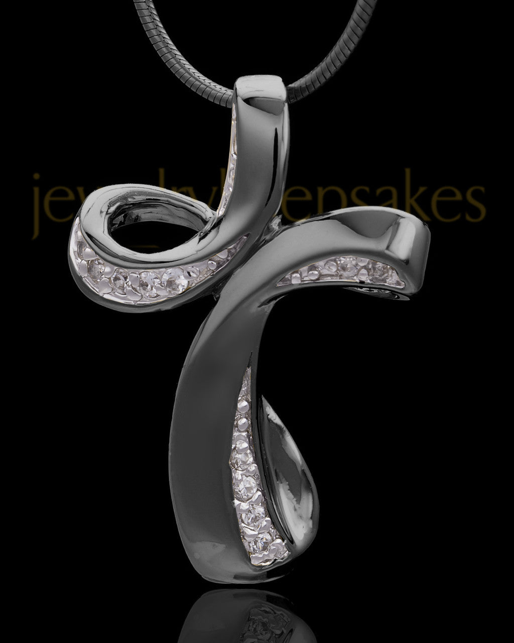 Black Plated Fluid Cross Keepsake Jewelry