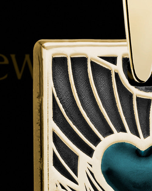Blue Boxed Heart Gold Ash Jewelry