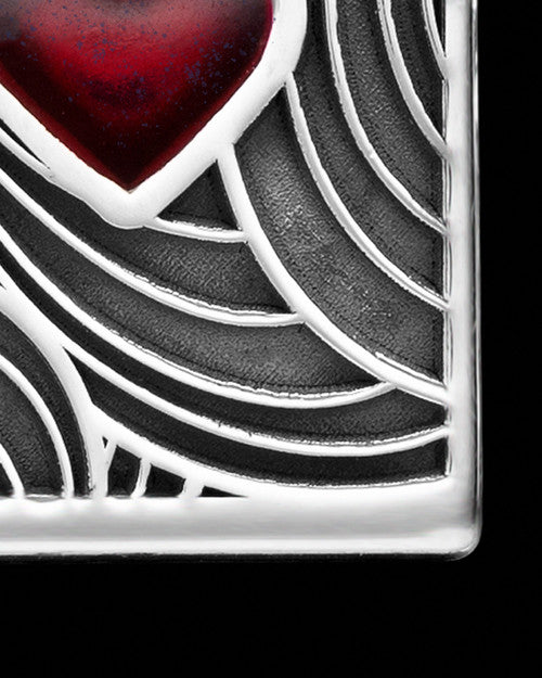 Red Boxed Heart Silver Ash Jewelry