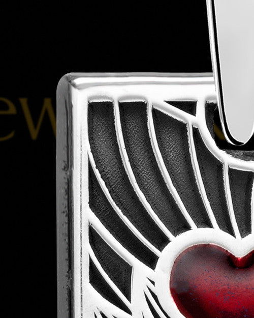 Solid 14K White Gold Red Boxed Heart Ash Jewelry