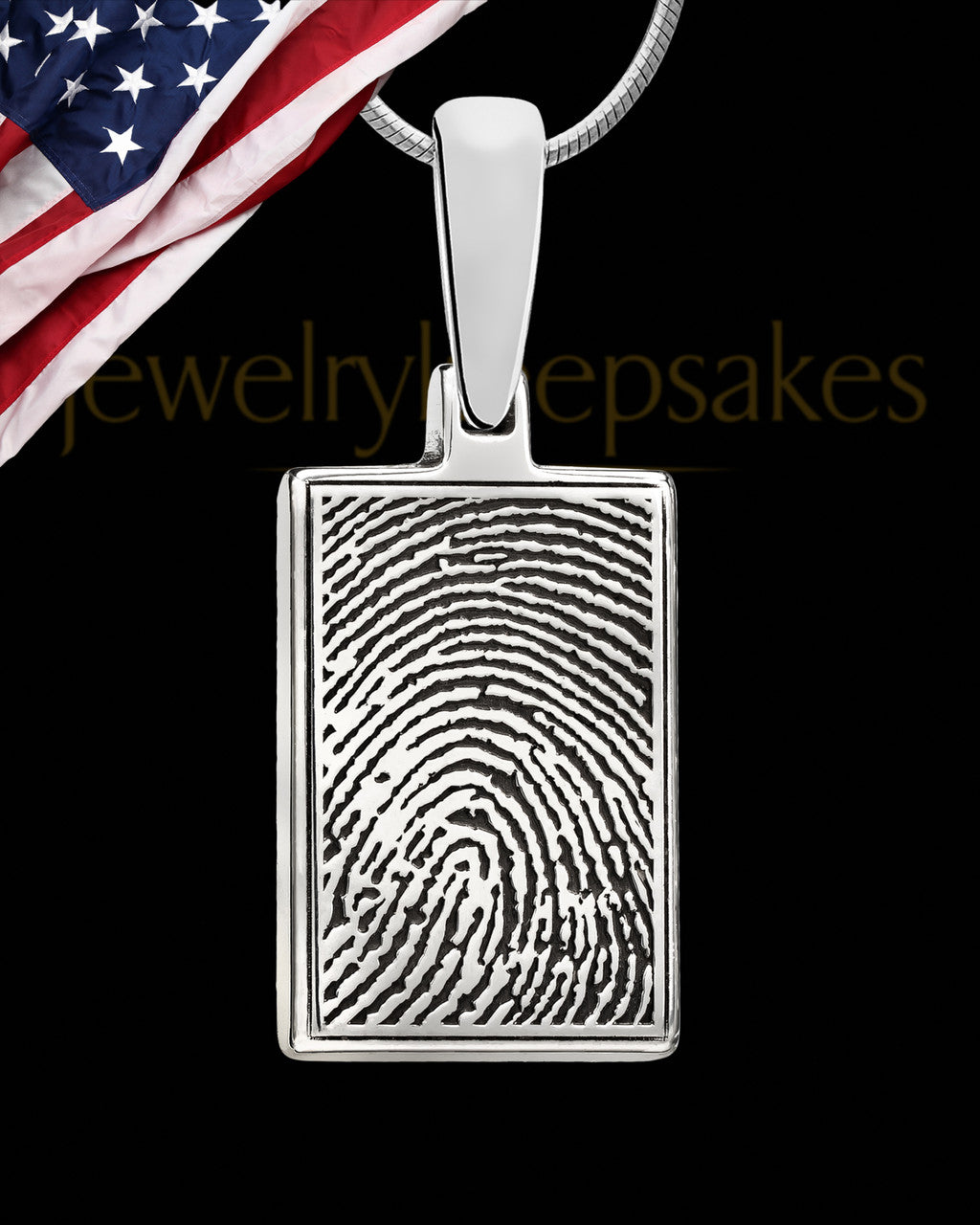 Sterling Silver Rectangle Thumbprint Pendant