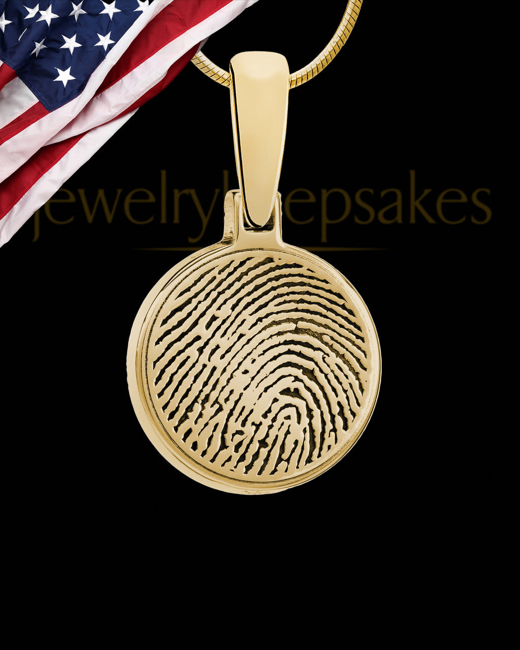 Solid 14k Gold Round Thumbprint Pendant
