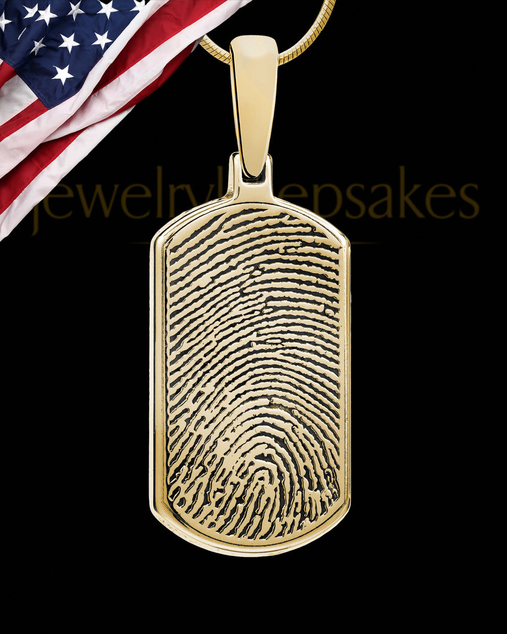 Solid 14k Gold Dog Tag Thumbprint Pendant