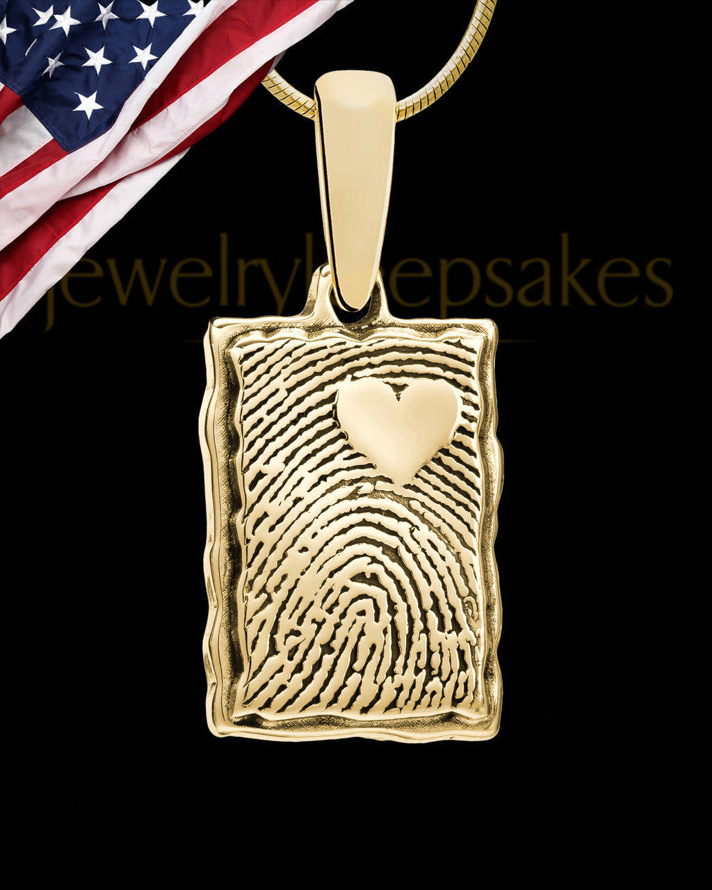 Gold Plated Sterling My Love Rectangle Thumbprint With Signature Pendant