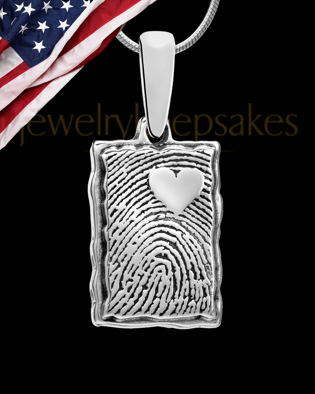 Engravable Rectangle Thumbprint Pendant My Love Sterling Silver