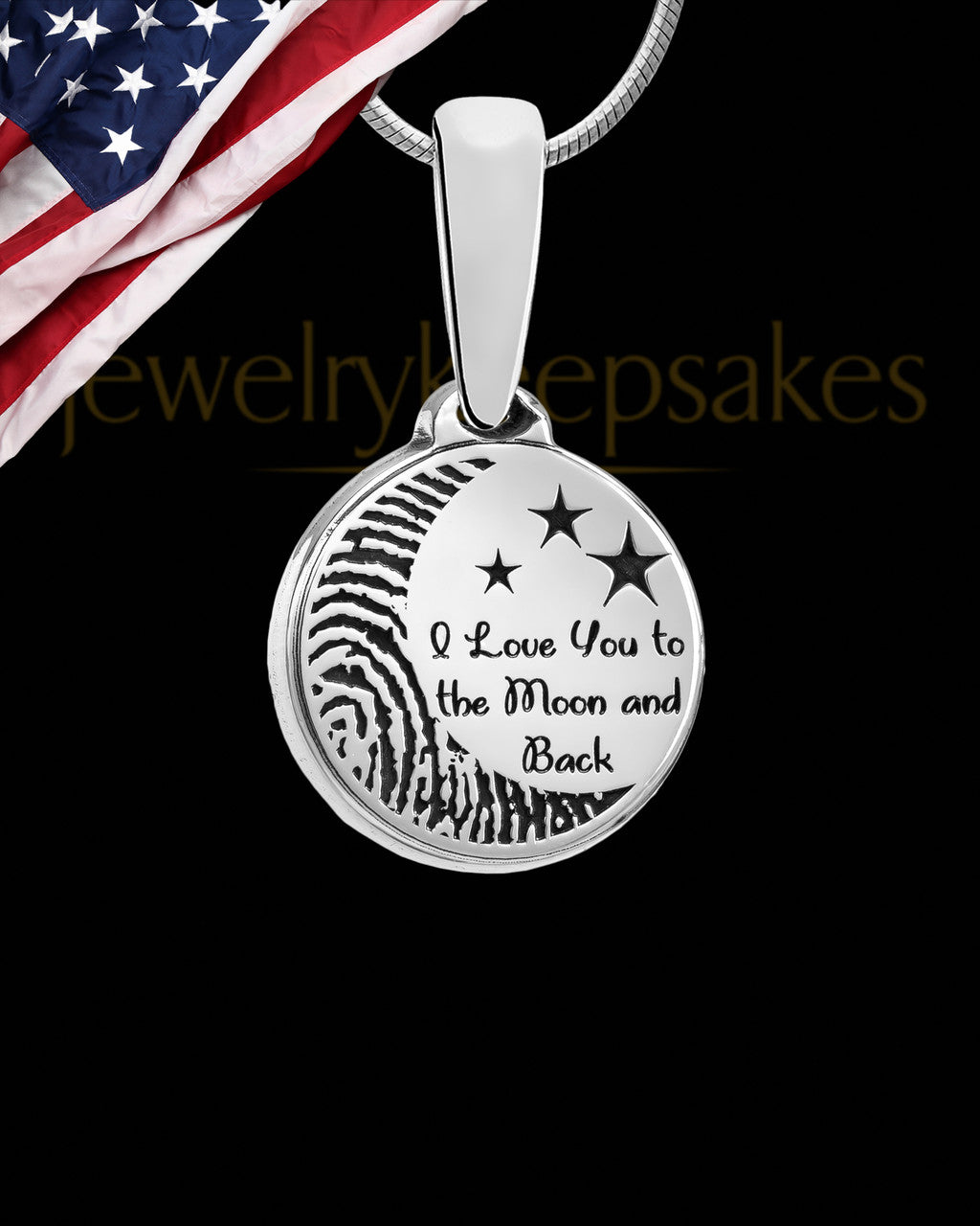 Solid 14k White Gold to the Moon and Back Thumbprint Pendant