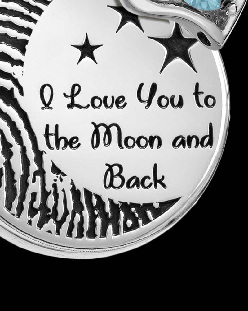 Sterling Silver to the Moon and Back with Birthstone Thumbprint Pendant