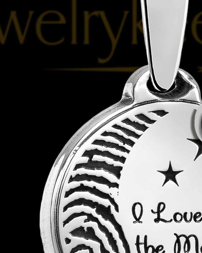 Sterling Silver to the Moon and Back with Birthstone Thumbprint Pendant