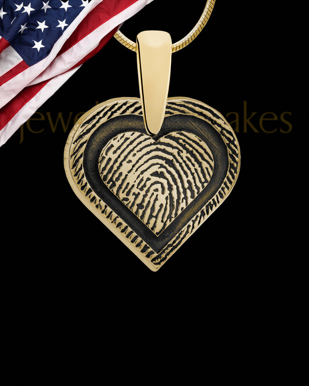 Solid 14k Gold Bounded Heart Thumbprint Pendant