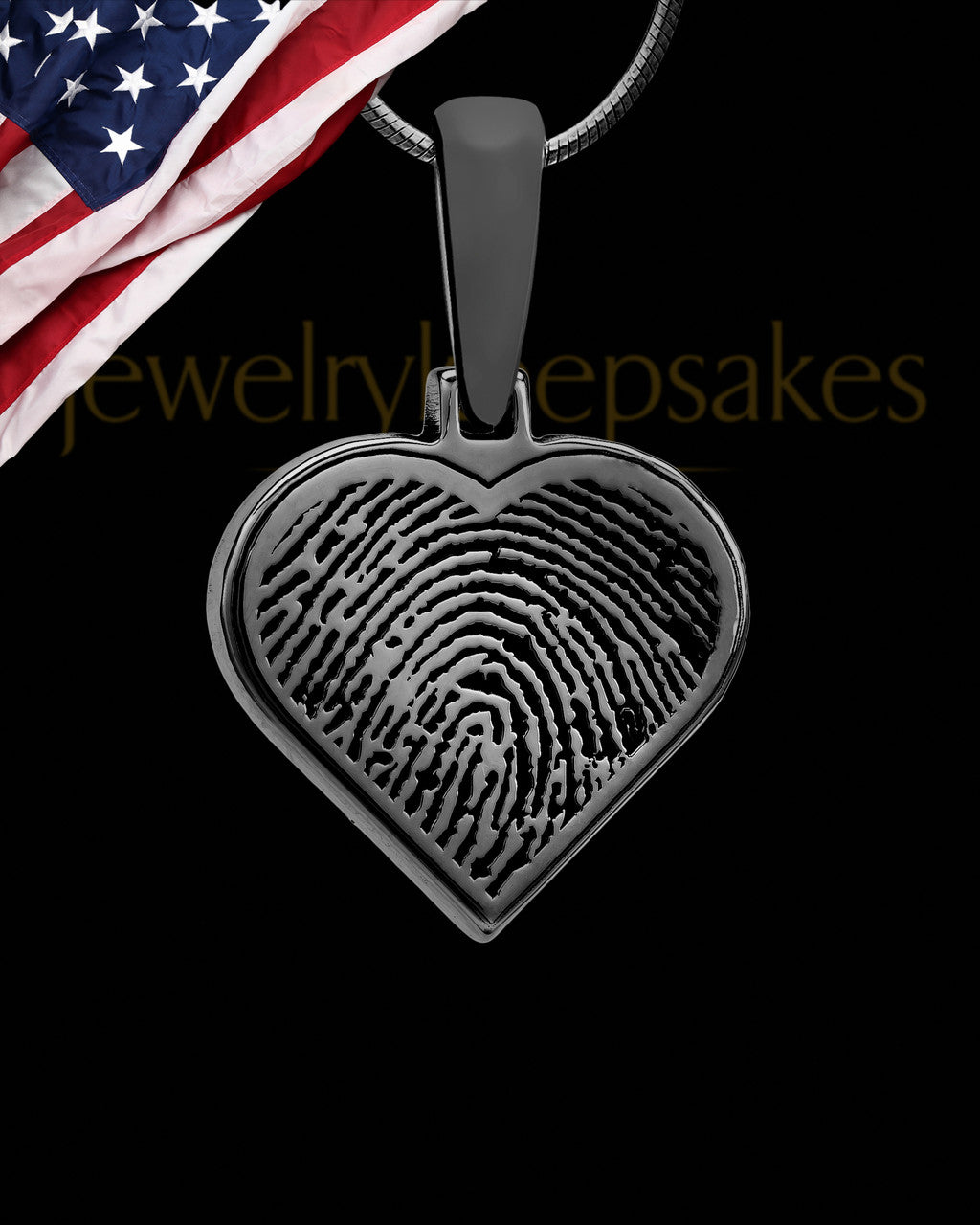 Thumbprint Heart Black Plated Pendant
