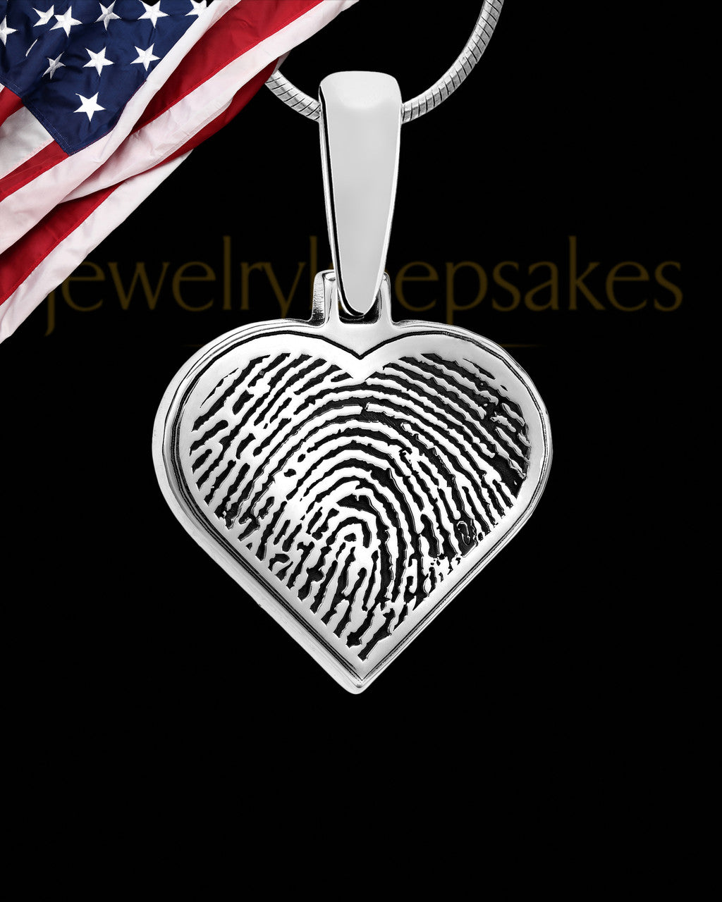 Custom Engravable Heart Thumbprint Pendant Necklace In Sterling Silver