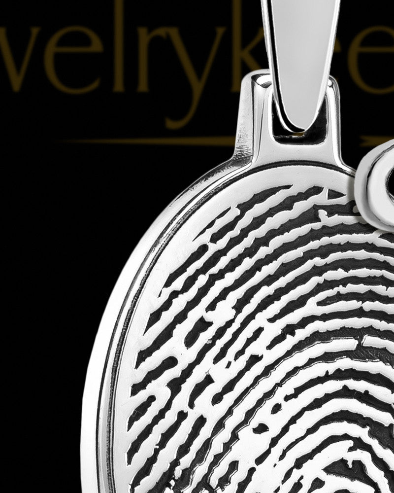 Oval Sterling Silver with Birthstone Thumbprint Pendant