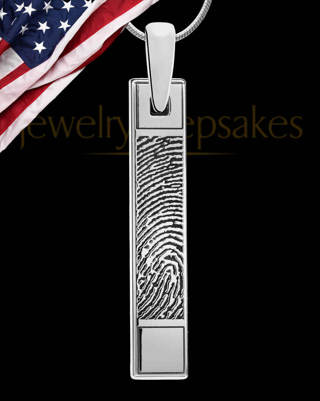 Sterling Silver Bar Thumbprint With Signature Pendant
