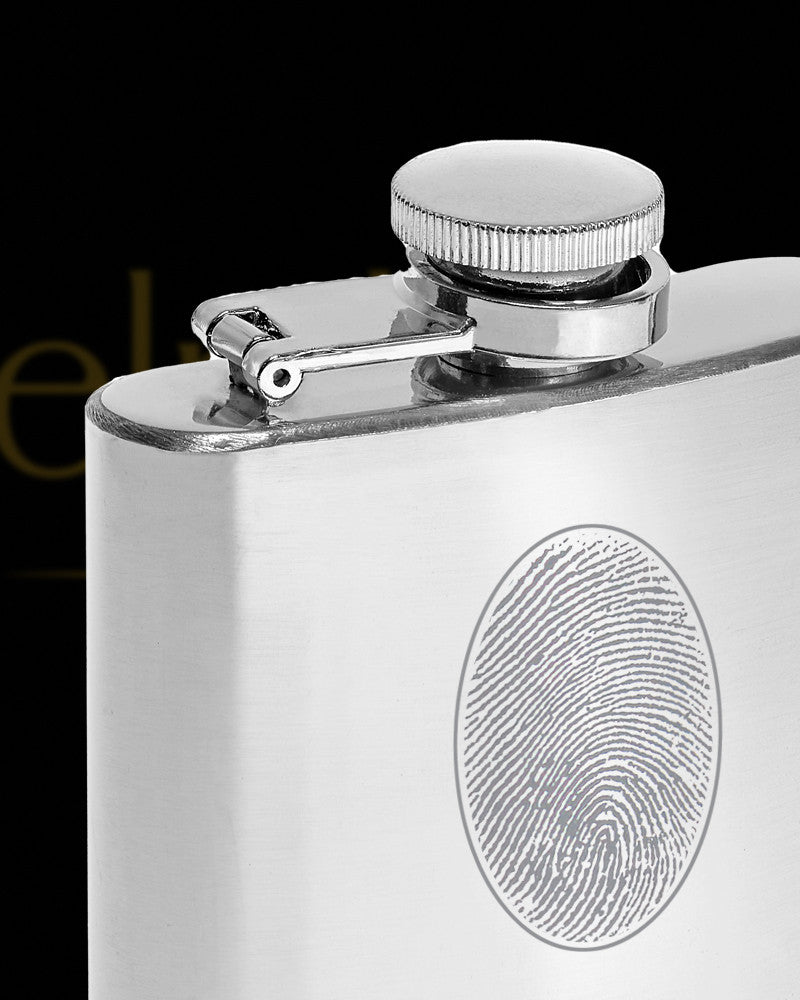 Stainless Steel Flask with Thumbprint and Name