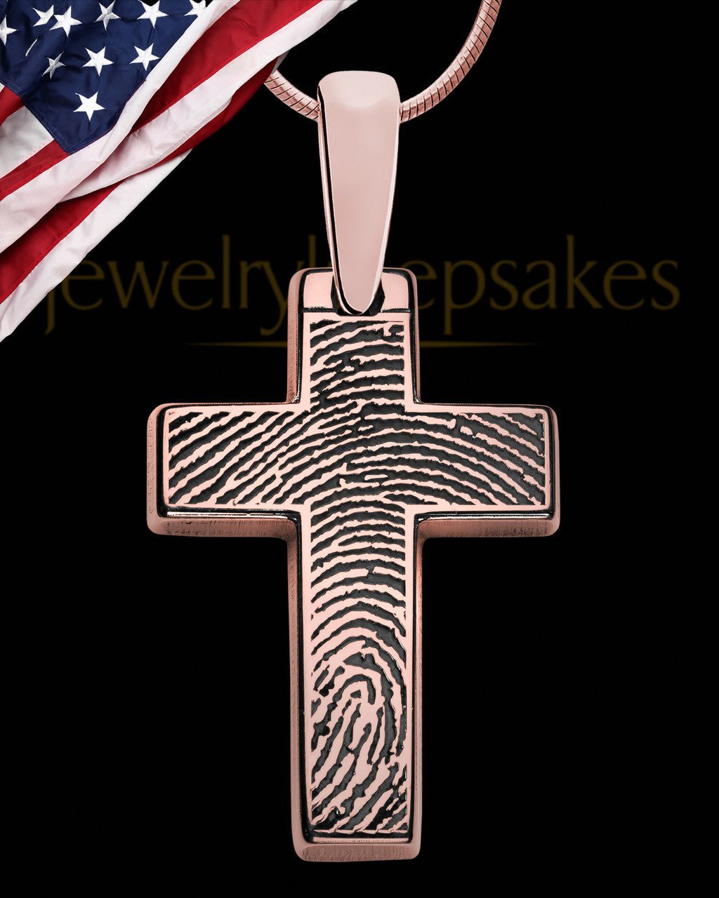 Divine Cross Rose Gold over Sterling Thumbprint Pendant