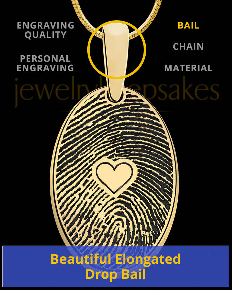 Solid 14k Gold  Heartfelt Oval Heart Thumbprint Pendant