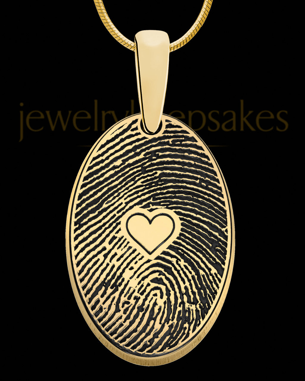 Gold Plated over Sterling Heartfelt Oval Heart Thumbprint Pendant