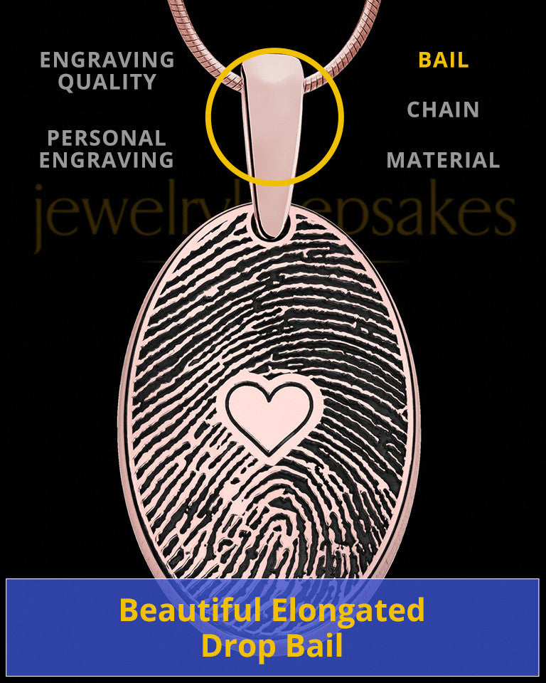 Rose Gold Plated over Sterling Heartfelt Oval Heart Thumbprint Pendant