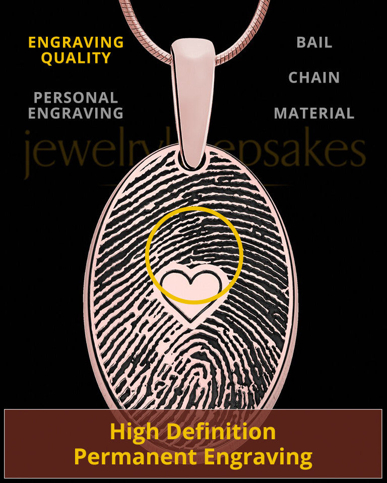 Rose Gold Plated over Sterling Heartfelt Oval Heart Thumbprint Pendant
