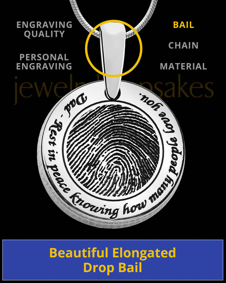 Rounded Solid 14k White Gold Thumbprint Pendant