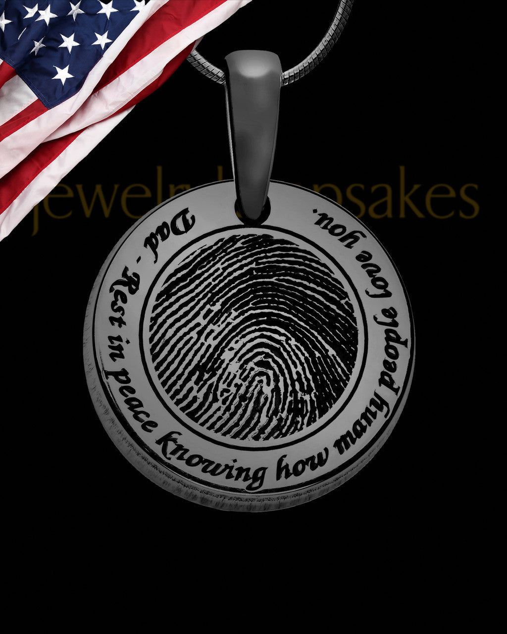 Rounded Black Plated Sterling Thumbprint Pendant