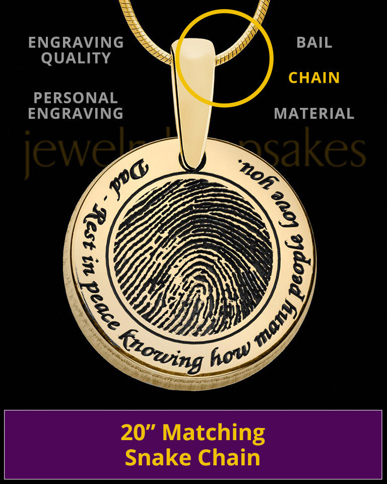 Rounded Solid 14k Gold Thumbprint Pendant