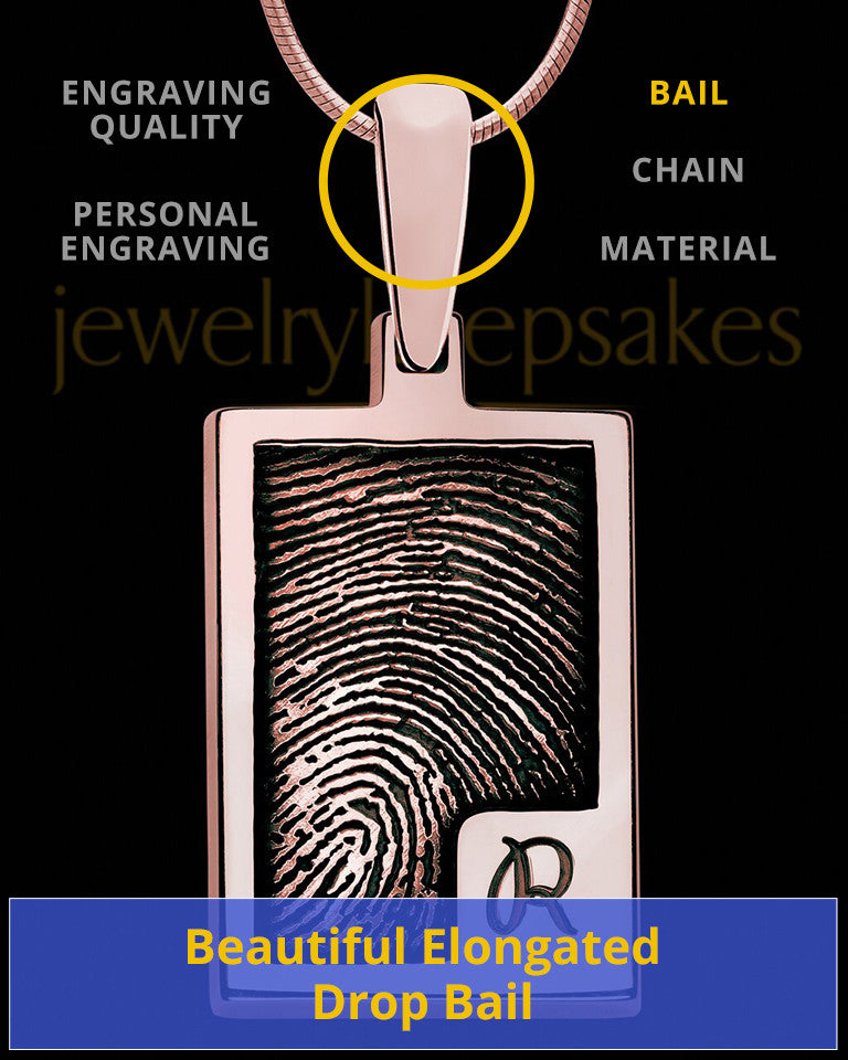 Initial Rectangle Rose Gold Plated Sterling Thumbprint Pendant