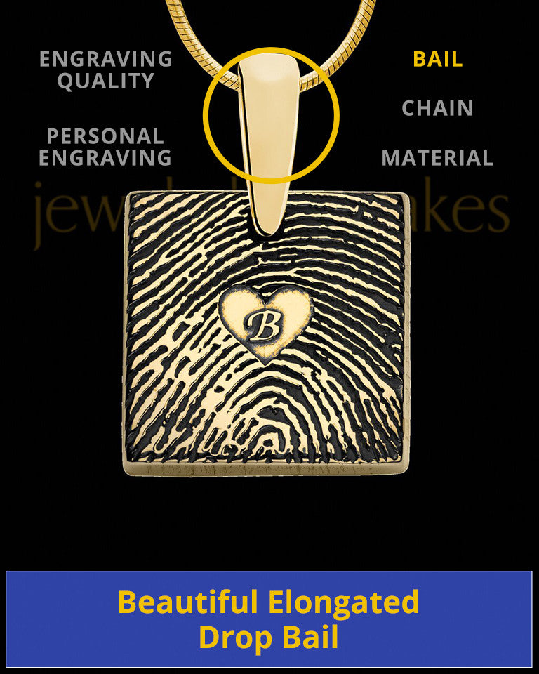 Solid 14k Gold Tender Heart Square Thumbprint Pendant