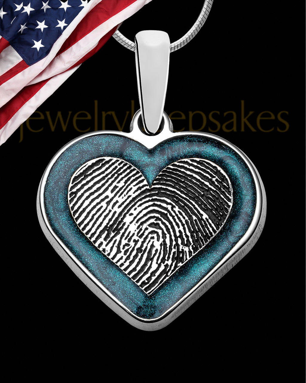 Sterling Silver Colored Heart Thumbprint Pendant