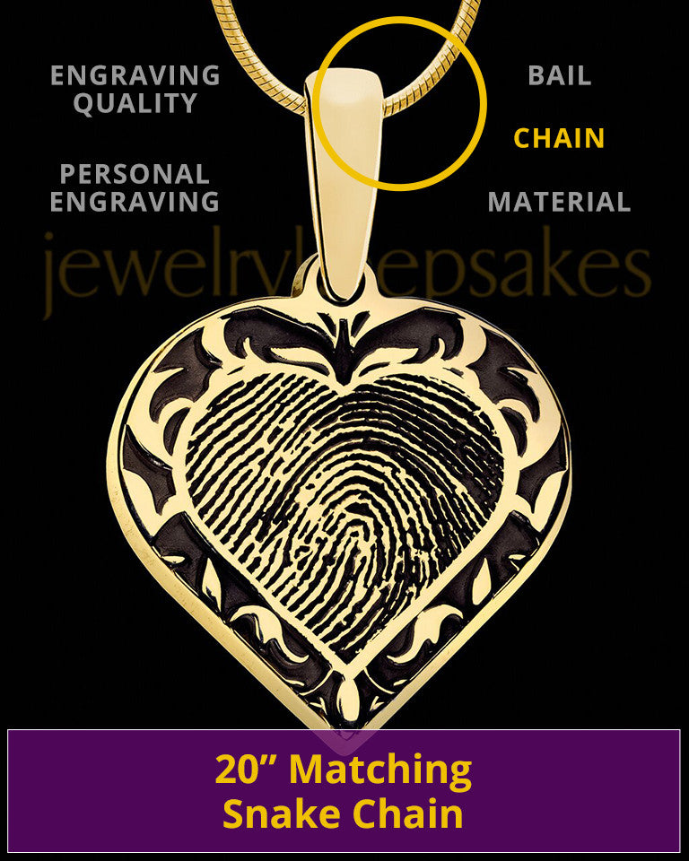Gold Plated Sterling Fancy Filigree Heart Thumbprint Pendant