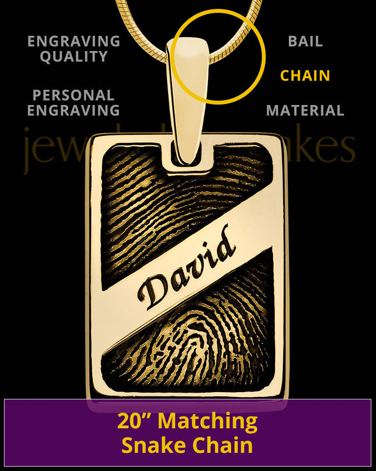 Solid 14k Gold Name Rectangle Thumbprint Pendant