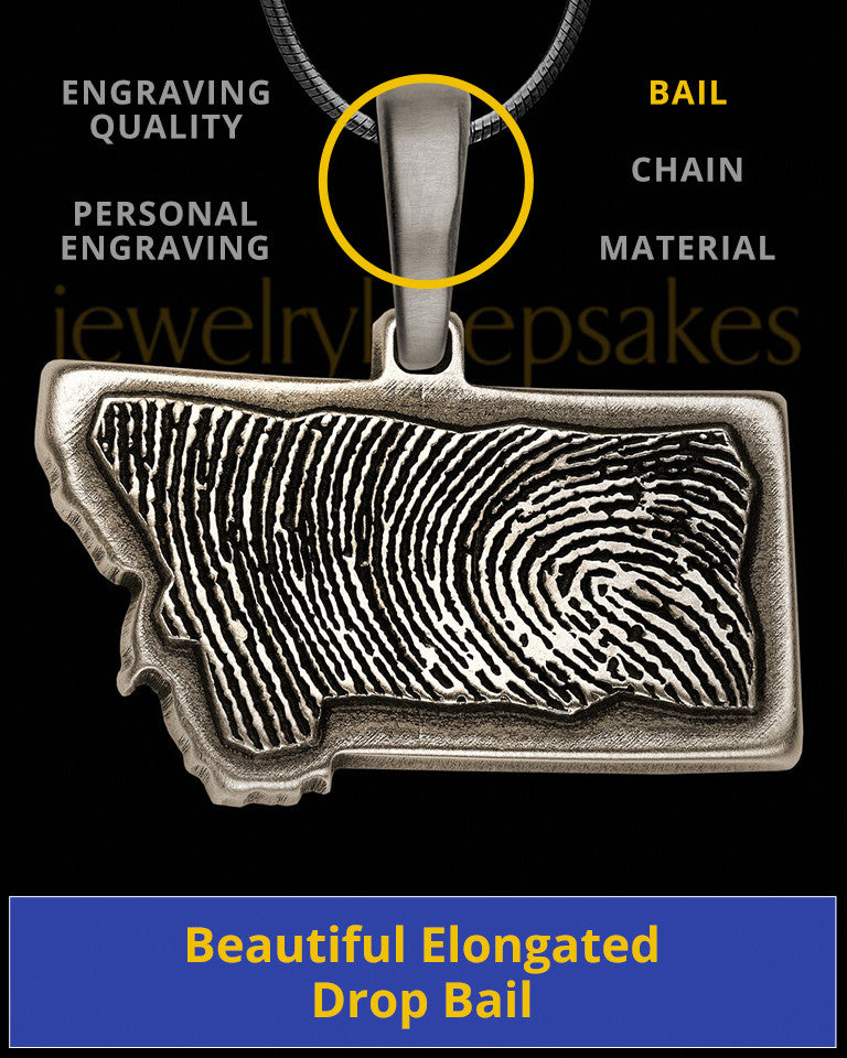 Antique Sterling Silver My State Thumbprint Pendant