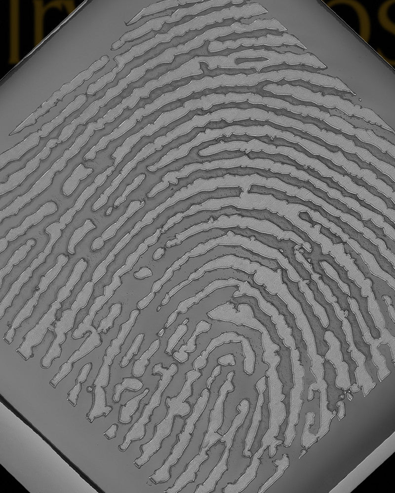 Black Plated Stainless Beloved Diamond Thumbprint Pendant