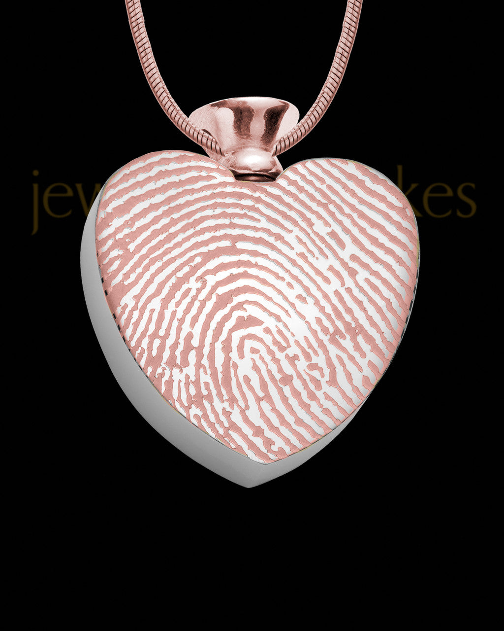 Rose Gold Plated Stainless Enamored Heart Thumbprint Pendant