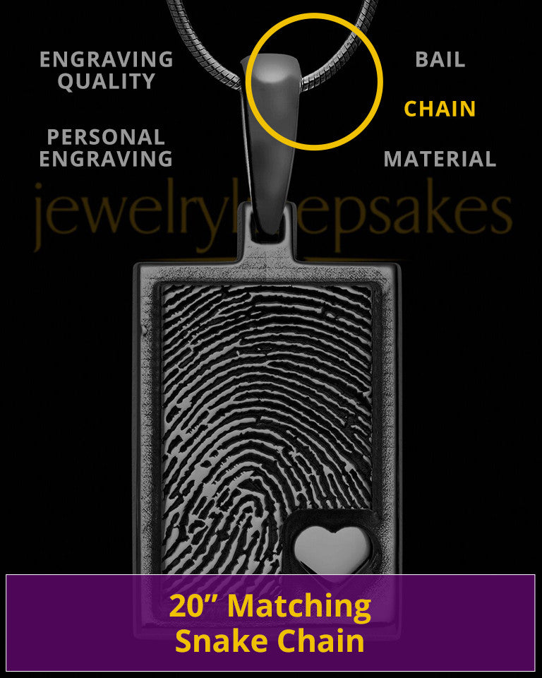 Black Sterling Silver Rectangle with Raised Thumbprint Pendant