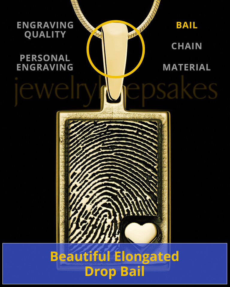 Gold Sterling Silver Rectangle with Raised Thumbprint Pendant