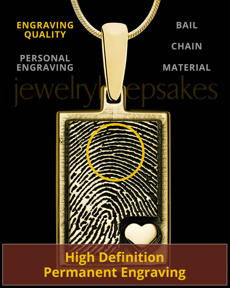 Solid 14K Gold Rectangle with Raised Thumbprint Pendant