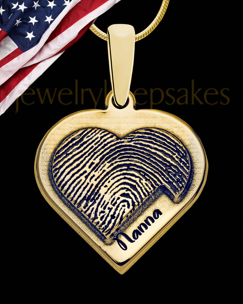 Gold Sterling Silver Raised Heart Thumbprint Pendant