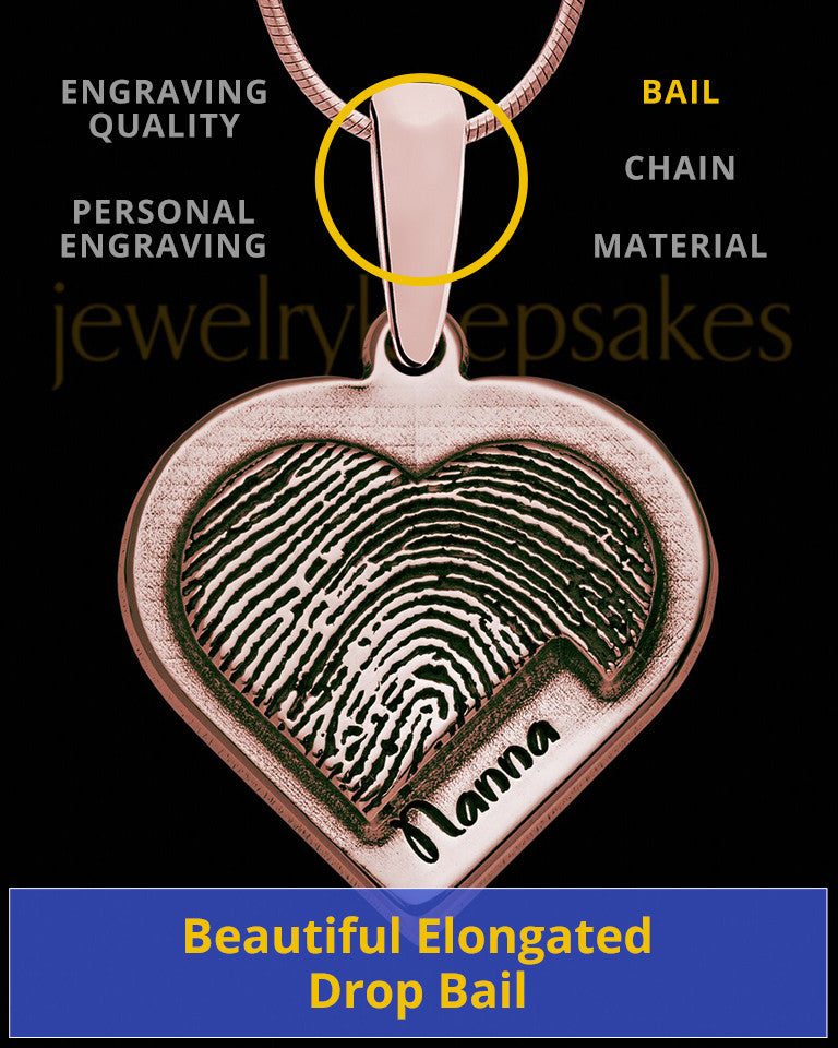 Rose Gold Sterling Silver Raised Heart Thumbprint Pendant