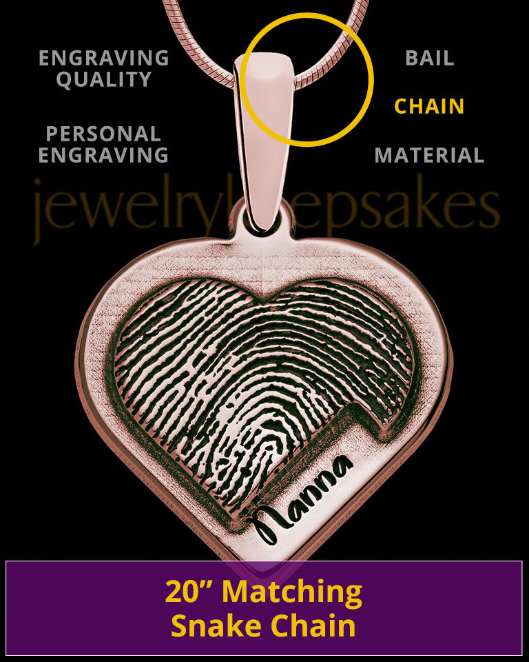 Rose Gold Sterling Silver Raised Heart Thumbprint Pendant