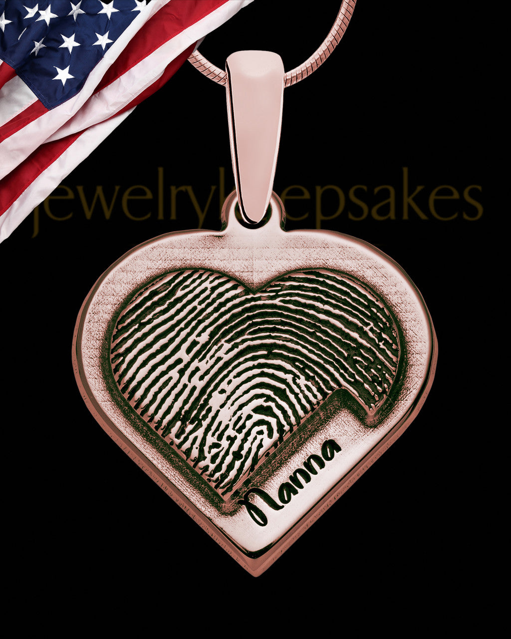 Rose Gold Sterling Silver Raised Heart Thumbprint Pendant