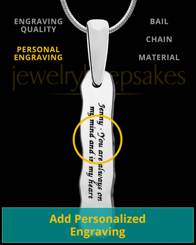 Solid 14K White Gold Textured Thumbprint Bar Pendant