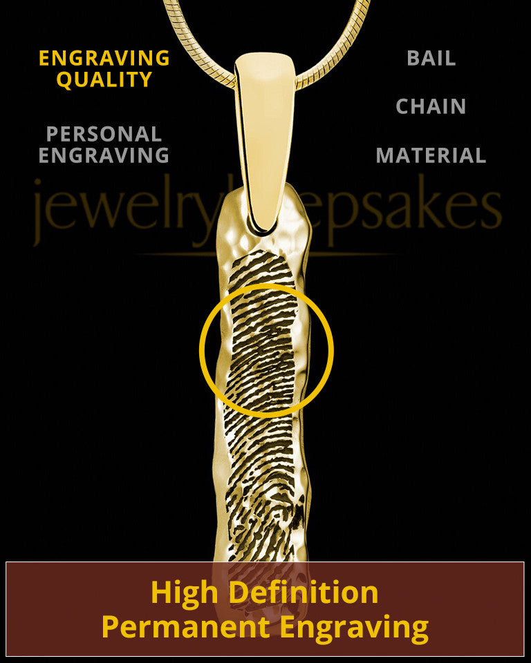 Solid 14K Gold Textured Thumbprint Bar Pendant